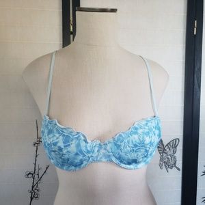 Blue & White Ruffled Mermaid Demi Bra 34C